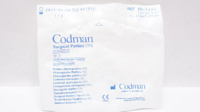 Codman 80-1404 Surgical Patties 1/2inch x 1-1/2inch (x) - Pack of 10